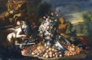 Still Life with Flowers and a Fountain